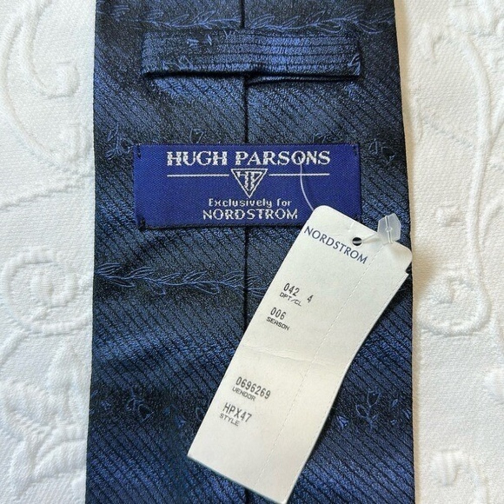 Vintage Hugh Parsons Navy Blue Silk Necktie exclusively for Nordstrom NWT - Picture 2 of 7